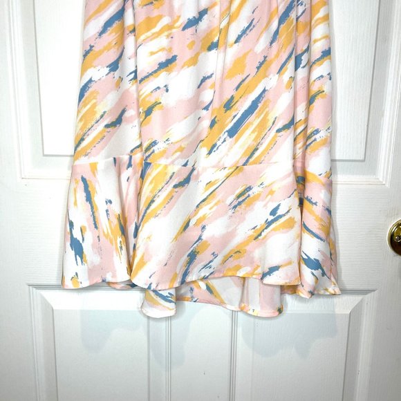 Lush Flutter Sleeve Ruffle Abstract Dress M - Picture 7 of 12